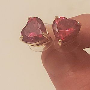 Ruby red heart earings
